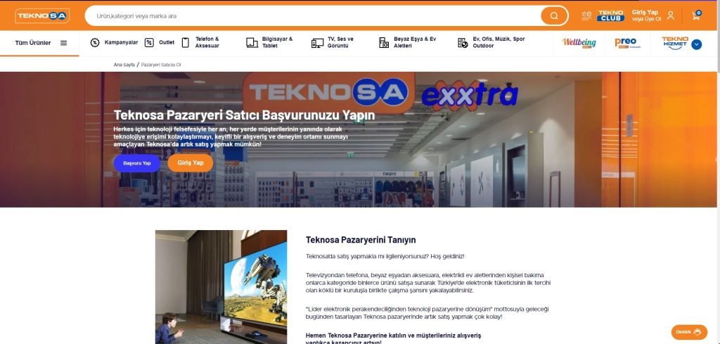 Teknosa Satıcı Panel Girişi